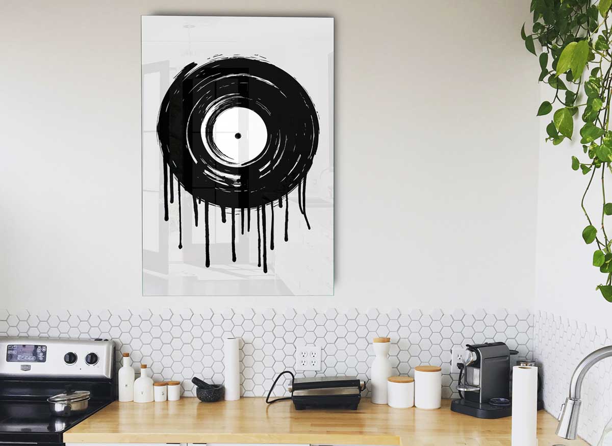 Stylish Album Melt glass print showcasing modern art design, perfect for home decor.