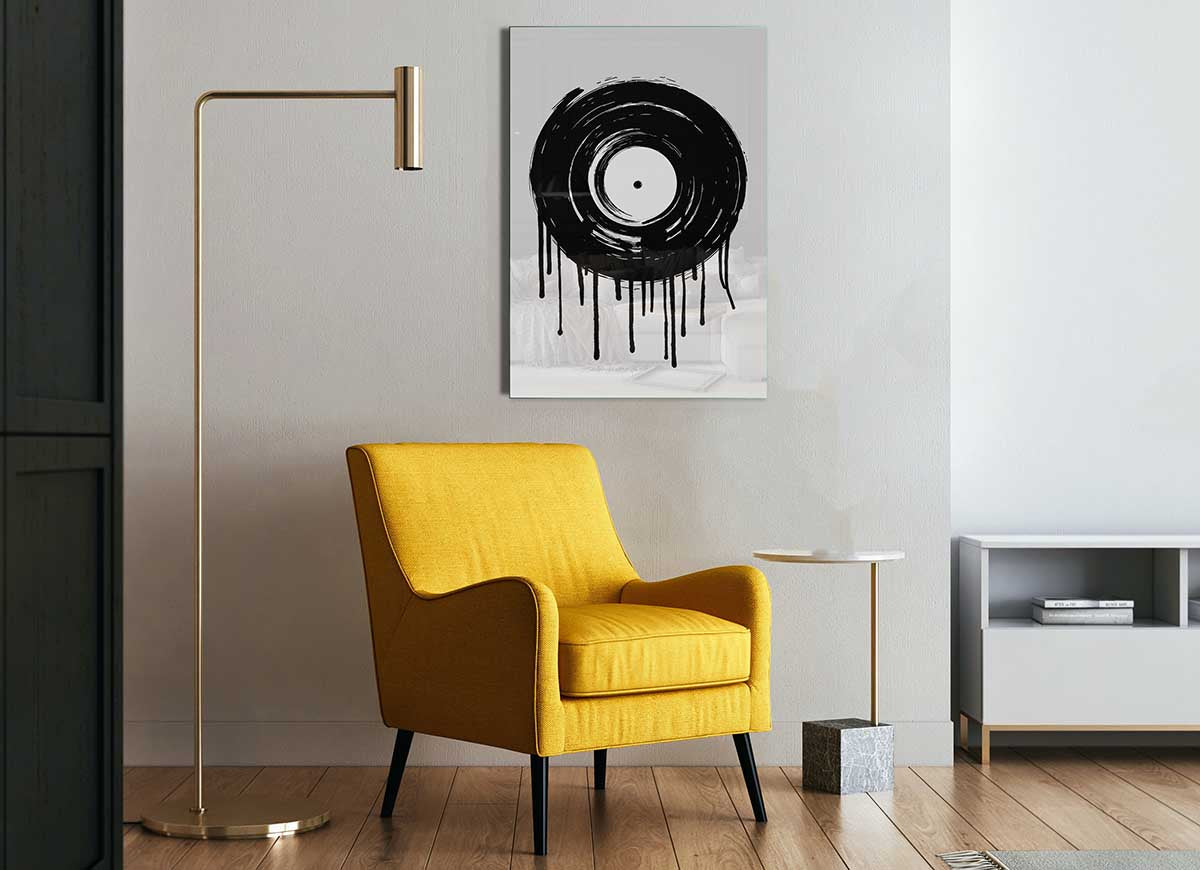 Stylish Album Melt glass print showcasing modern art design, perfect for home decor.