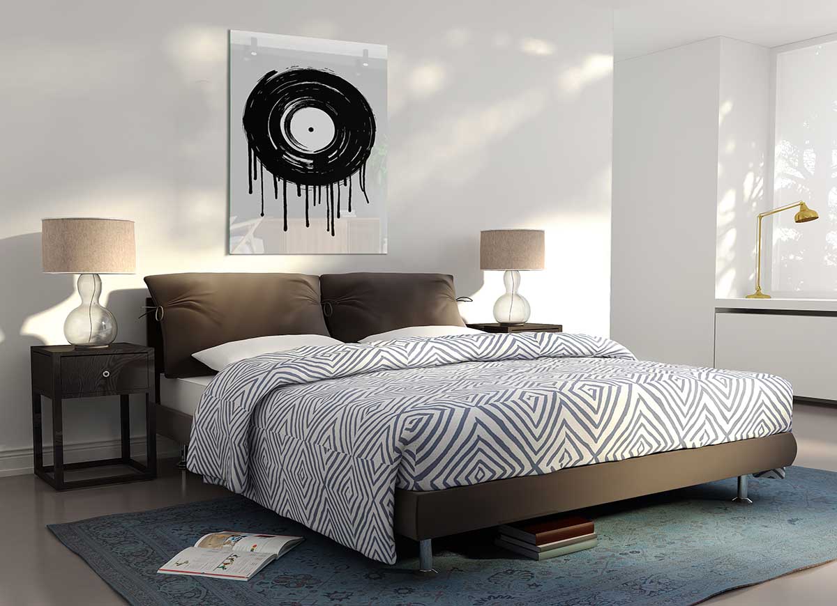 Stylish Album Melt glass print showcasing modern art design, perfect for home decor.