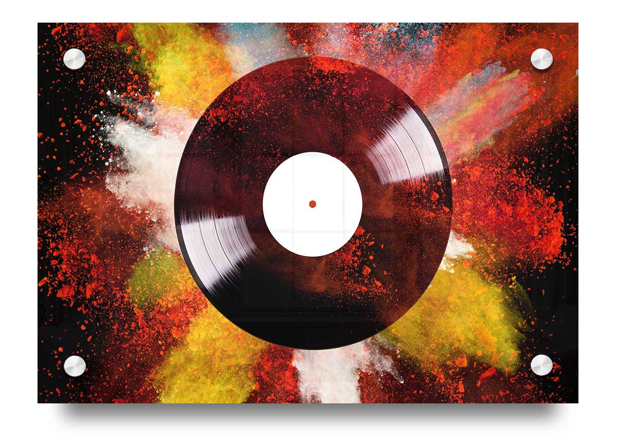 Album Powder acrylic print showcasing vibrant colors on 5mm thick acrylic glass, ready to hang.