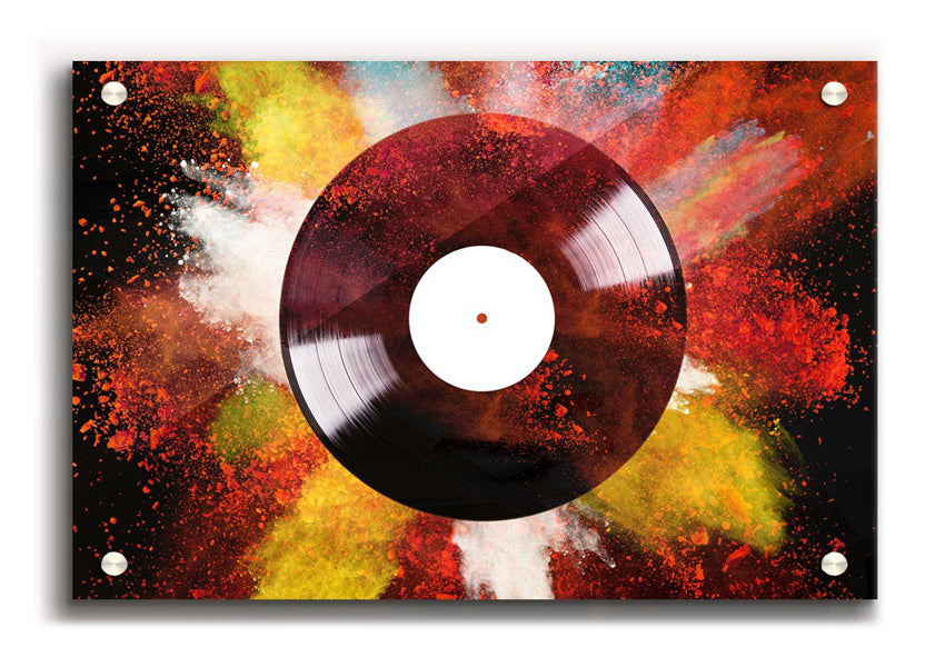 Album Powder acrylic print showcasing vibrant colors on 5mm thick acrylic glass, ready to hang.