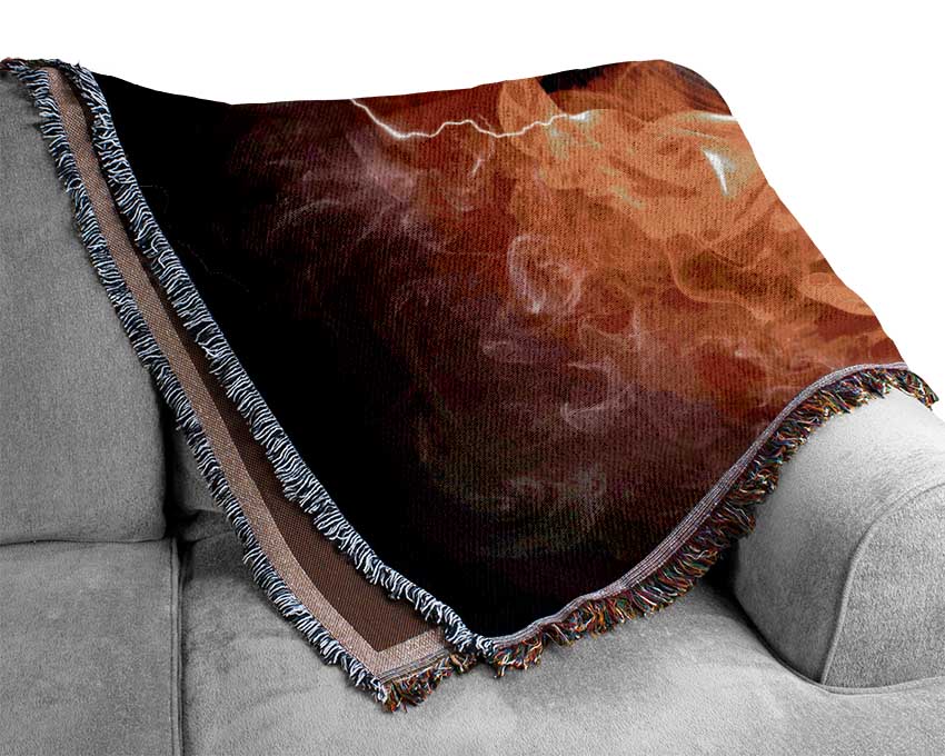 Albumn On Fire throw blanket made from 100% cotton, featuring a luxurious thermal weave design in a cozy setting.