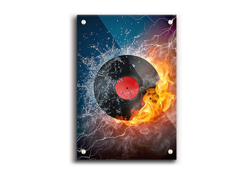 Albumn On Fire acrylic print showcasing vibrant colors on 5mm thick acrylic glass, ready to hang on the wall.