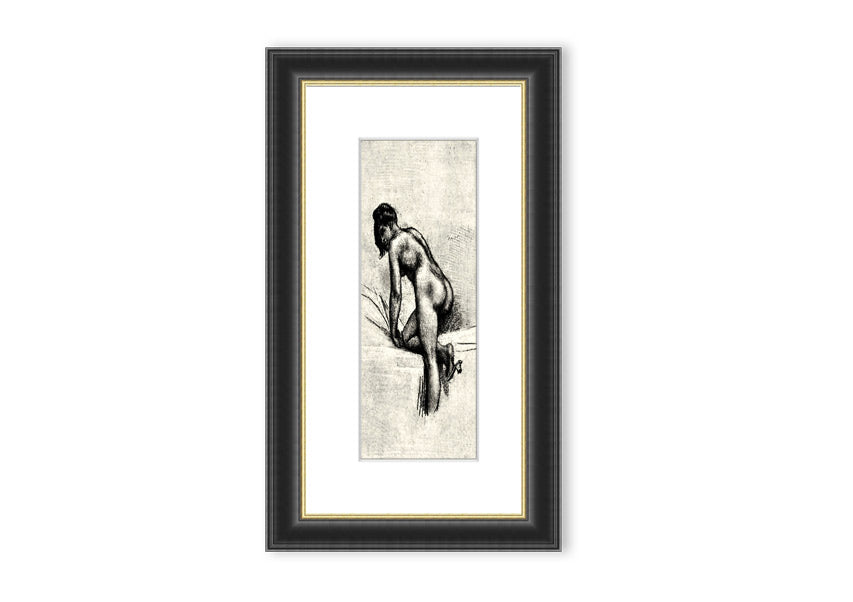 Framed print of Alleine by Felicien Rops, showcasing intricate details and vibrant colors, available in various frame options.