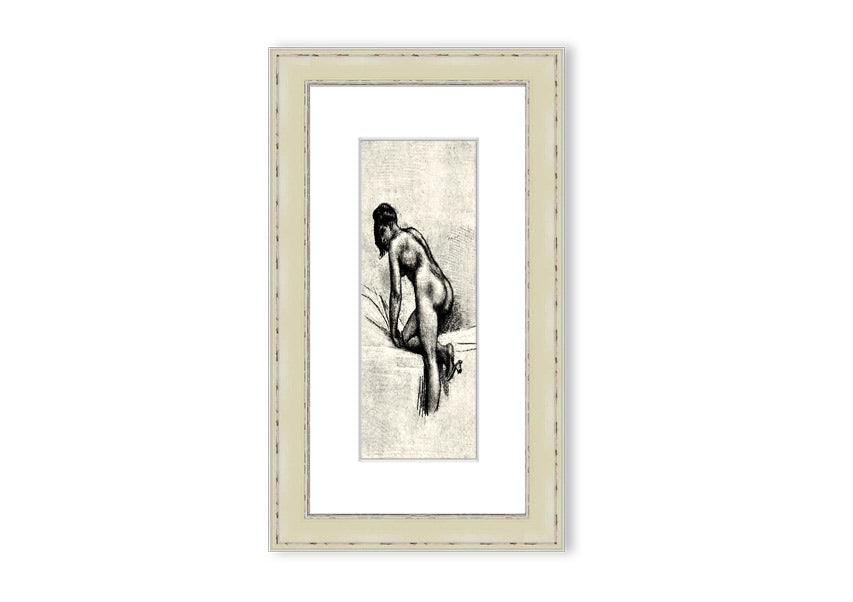 Framed print of Alleine by Felicien Rops, showcasing intricate details and vibrant colors, available in various frame options.