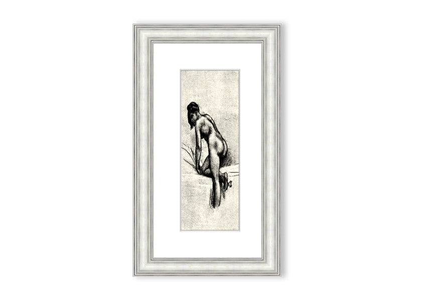 Framed print of Alleine by Felicien Rops, showcasing intricate details and vibrant colors, available in various frame options.