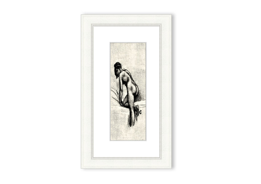 Framed print of Alleine by Felicien Rops, showcasing intricate details and vibrant colors, available in various frame options.