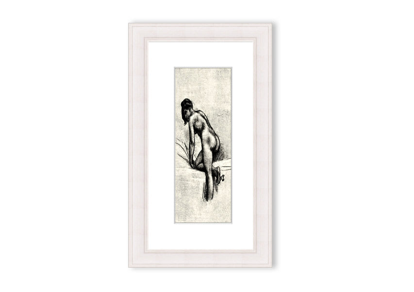 Framed print of Alleine by Felicien Rops, showcasing intricate details and vibrant colors, available in various frame options.