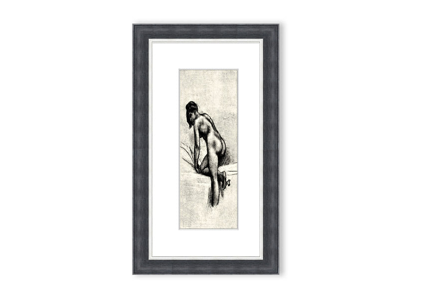 Framed print of Alleine by Felicien Rops, showcasing intricate details and vibrant colors, available in various frame options.