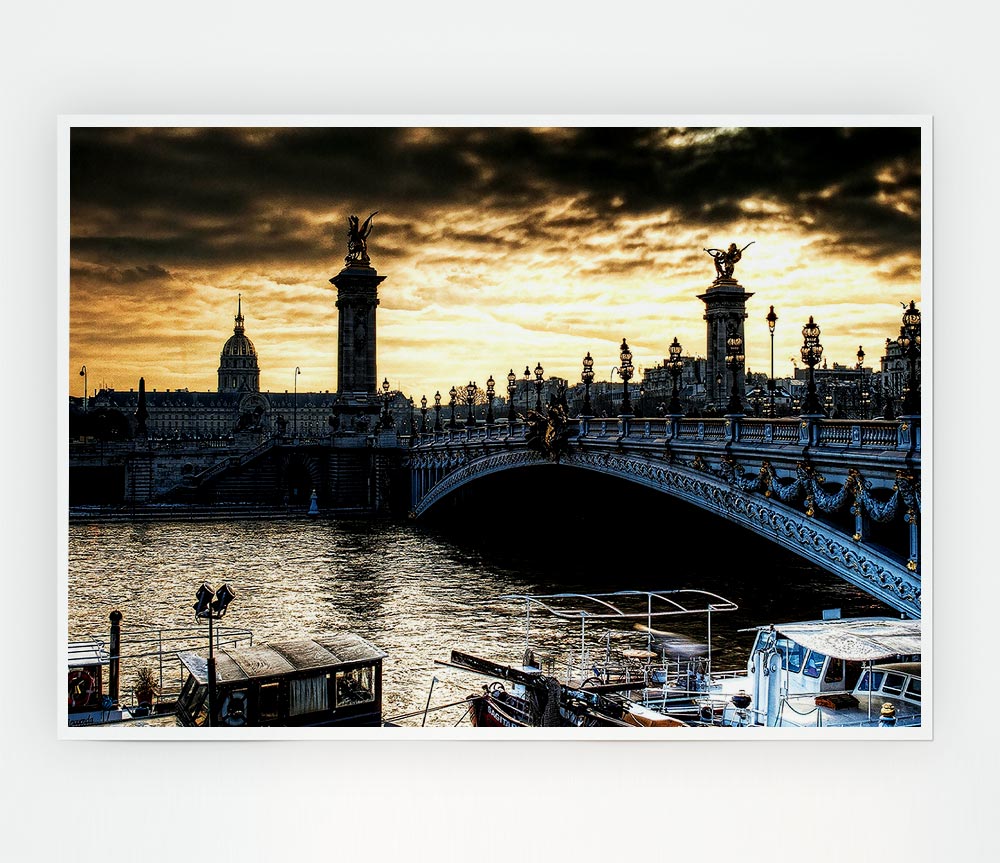 A high-quality canvas poster of the Alexander Bridge in Paris, showcasing its architectural beauty and vibrant colors.