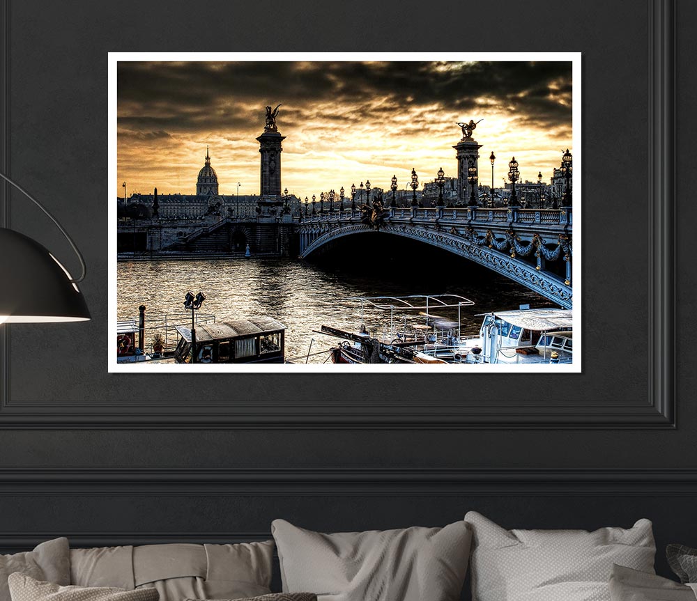 A high-quality canvas poster of the Alexander Bridge in Paris, showcasing its architectural beauty and vibrant colors.