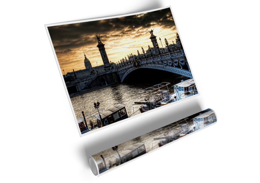 A high-quality canvas poster of the Alexander Bridge in Paris, showcasing its architectural beauty and vibrant colors.