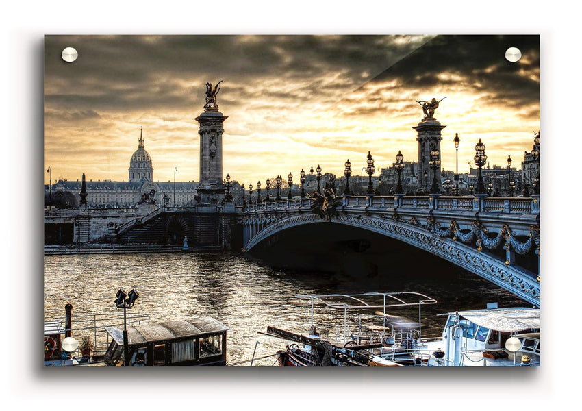 Acrylic print of Alexander Bridge in Paris, showcasing vibrant colors and modern design, ready to hang on the wall.