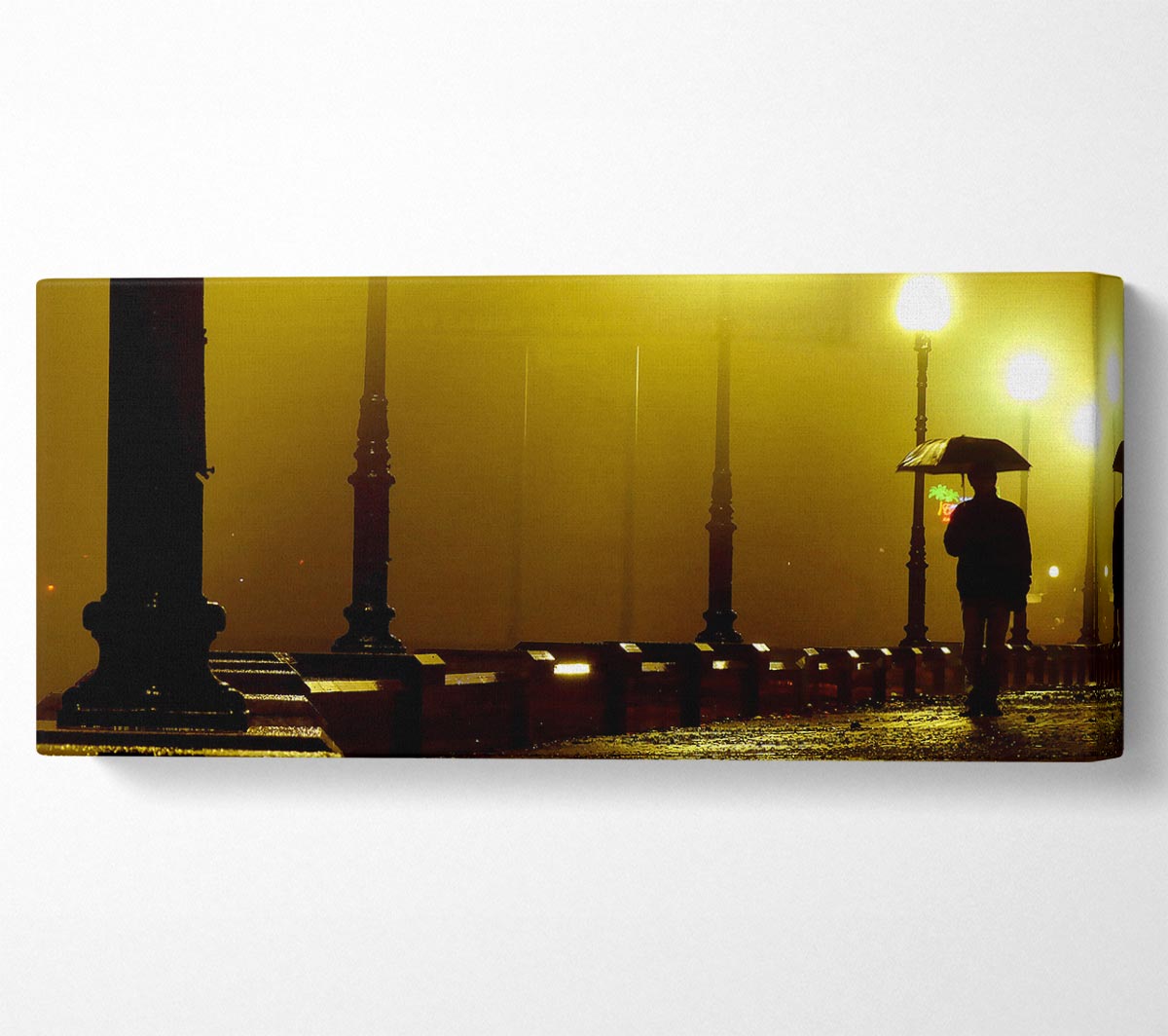 Alley Night canvas art featuring a serene urban evening scene, mounted on a sturdy 44mm box frame, ready to hang.