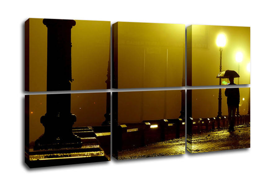 Alley Night canvas art printed on coated polyester, mounted on a 44mm box frame, ready to hang.