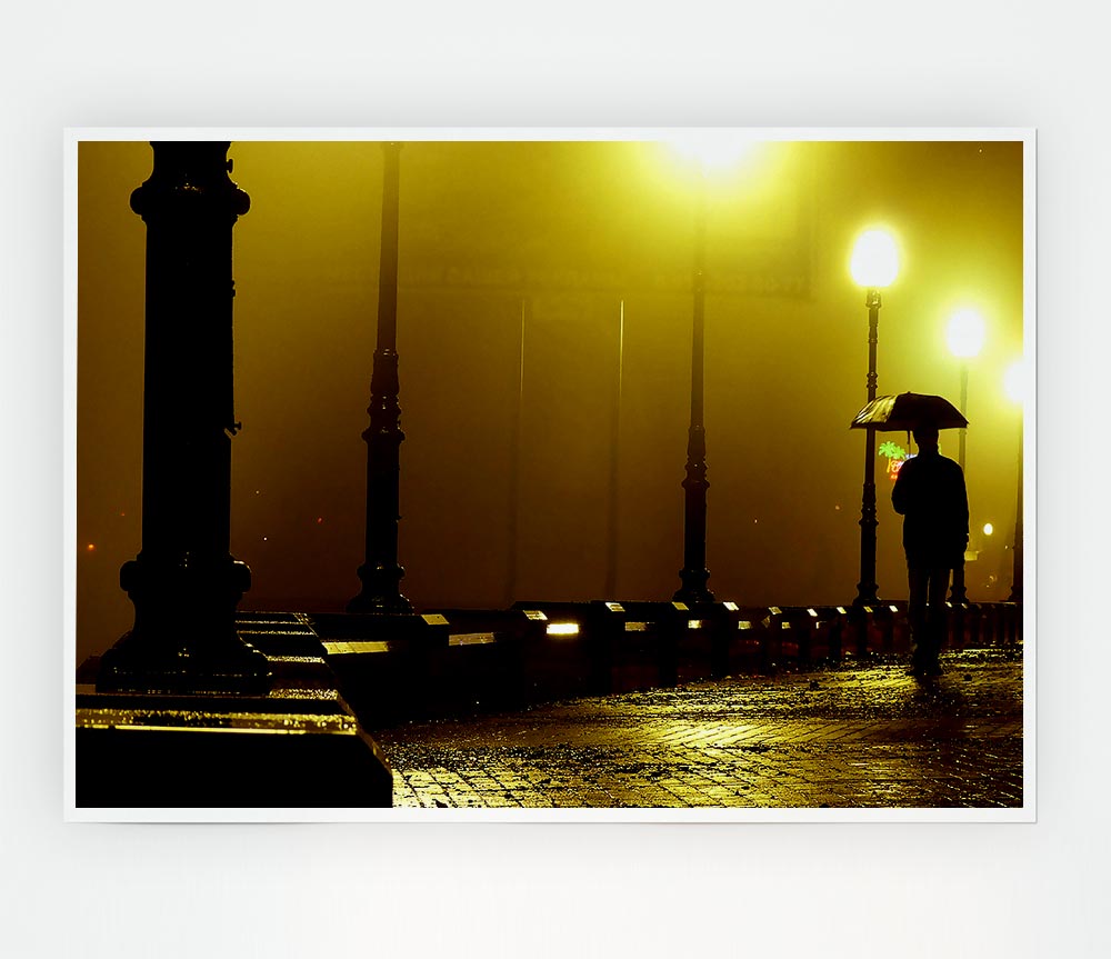 Alley Night canvas poster featuring a serene urban evening scene with vibrant colors.