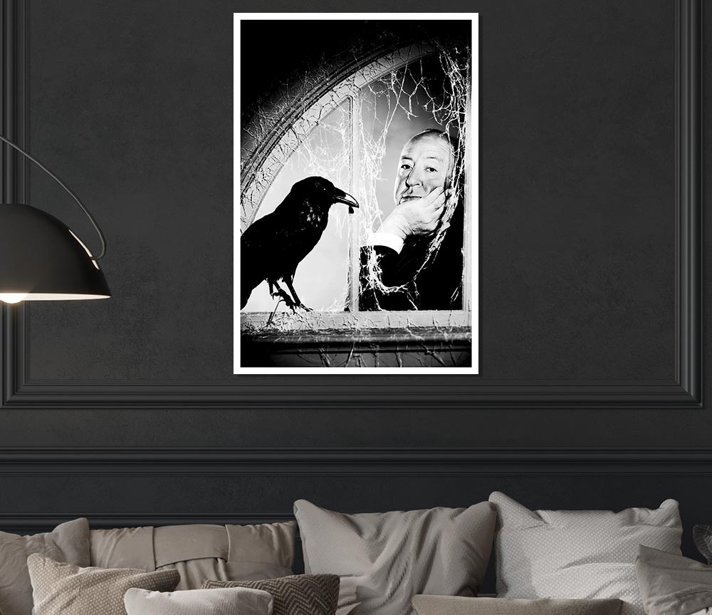 Alfred Hitchcock The Birds poster on high-quality canvas, featuring iconic imagery from the classic film.