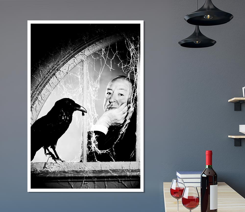 Alfred Hitchcock The Birds poster on high-quality canvas, featuring iconic imagery from the classic film.