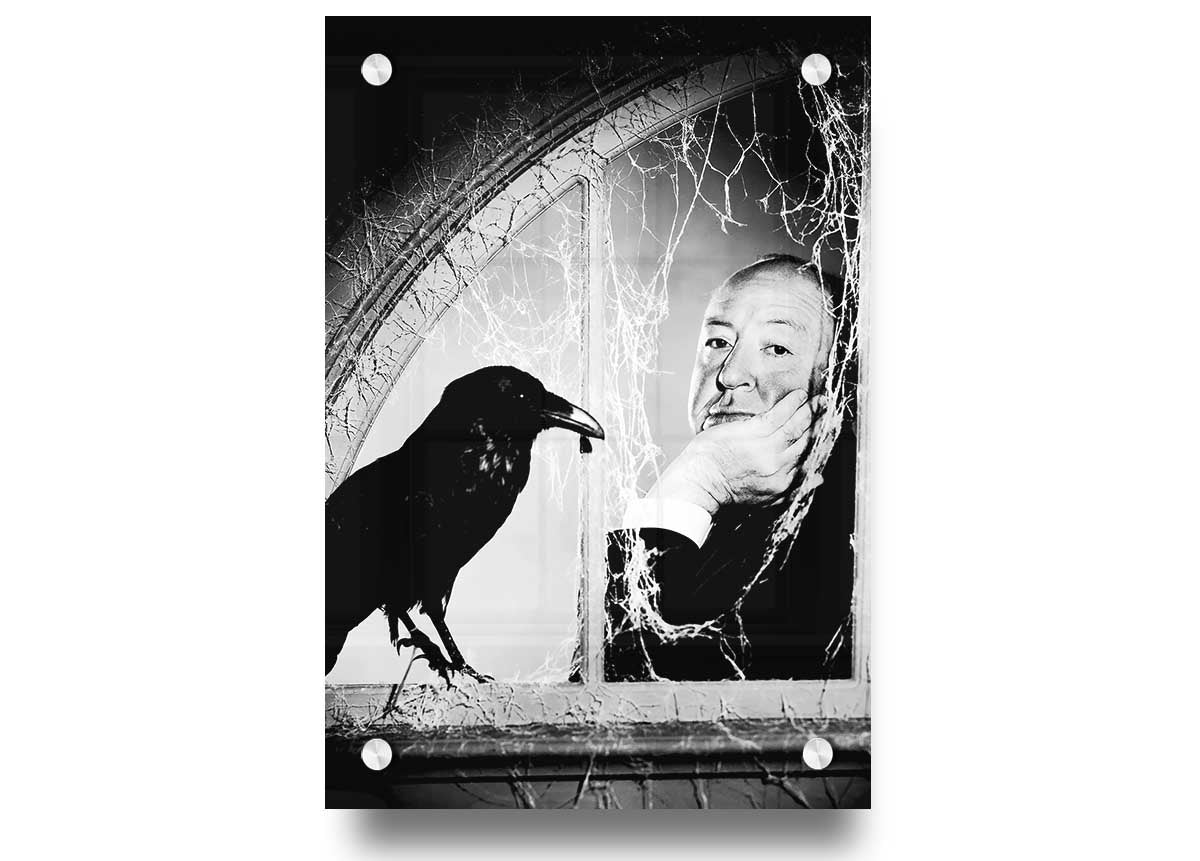 Alfred Hitchcock The Birds acrylic print on 5mm thick acrylic glass, showcasing vibrant colors and iconic imagery.