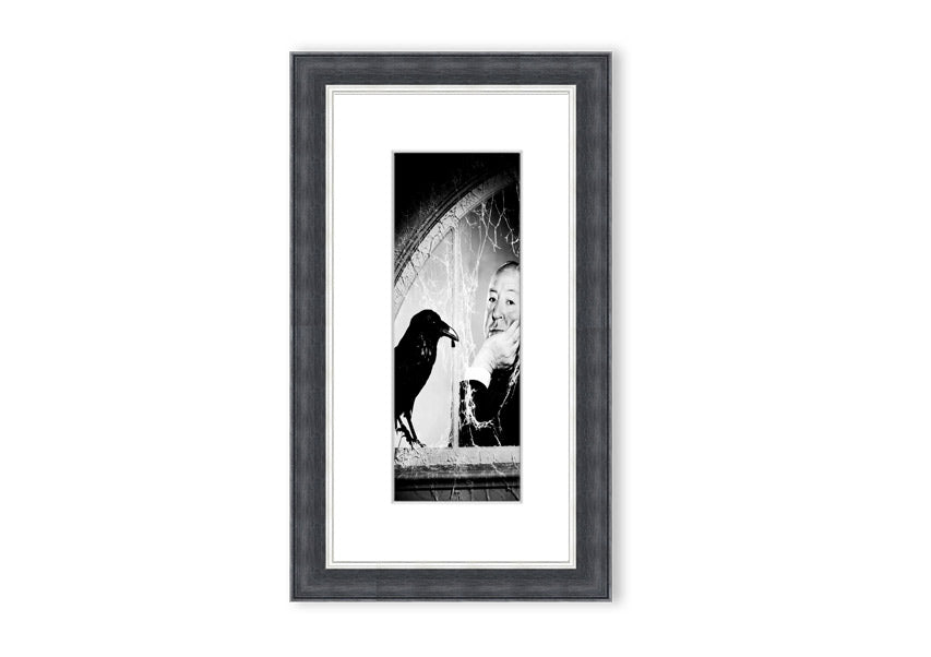 Framed print of Alfred Hitchcock's The Birds, showcasing intricate details and available in various frame colors.