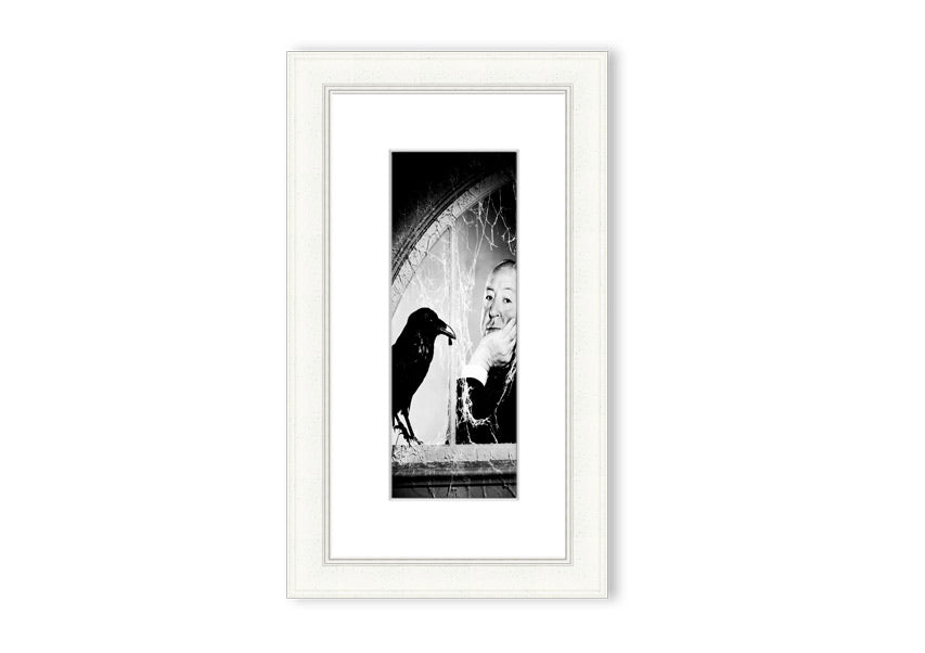 Framed print of Alfred Hitchcock's The Birds, showcasing intricate details and available in various frame colors.