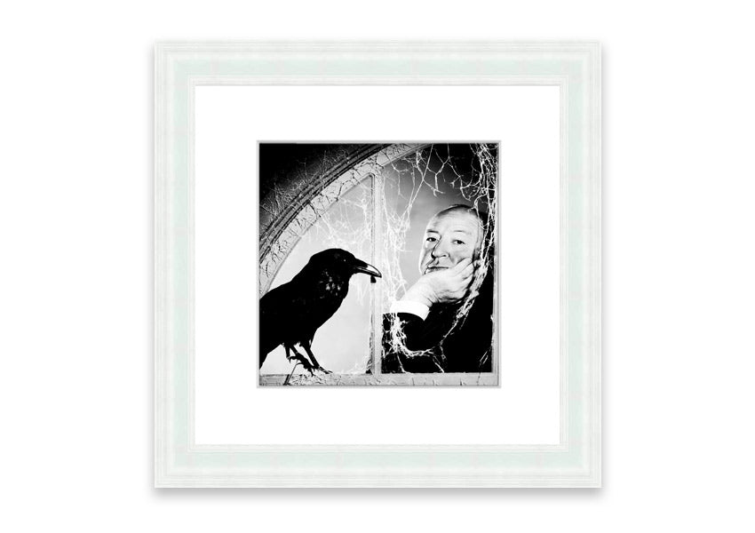 Framed print of Alfred Hitchcock's The Birds, showcasing intricate details and available in various frame colors.