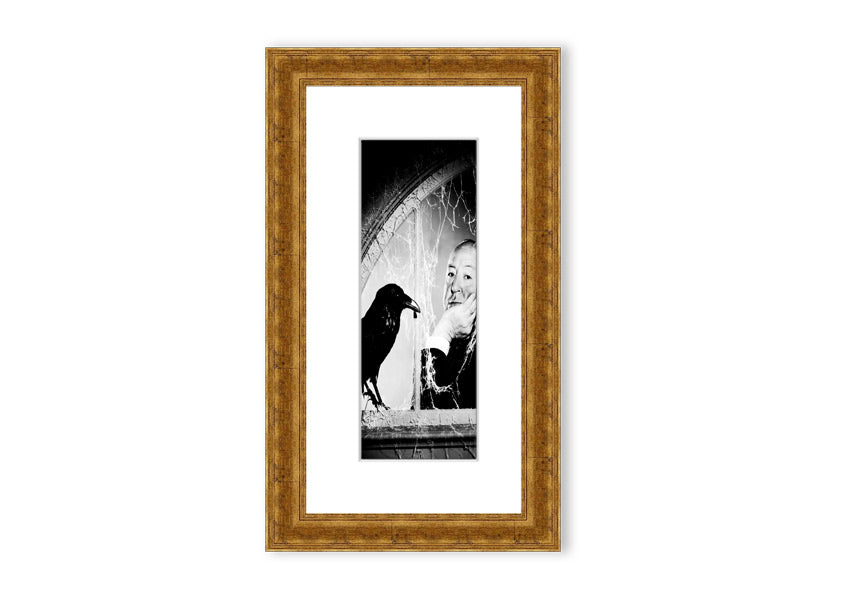 Framed print of Alfred Hitchcock's The Birds, showcasing intricate details and available in various frame colors.