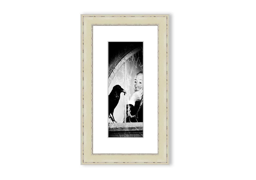 Framed print of Alfred Hitchcock's The Birds, showcasing intricate details and available in various frame colors.