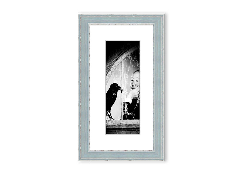 Framed print of Alfred Hitchcock's The Birds, showcasing intricate details and available in various frame colors.