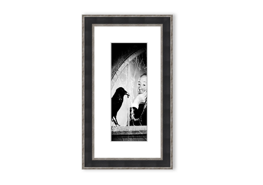 Framed print of Alfred Hitchcock's The Birds, showcasing intricate details and available in various frame colors.