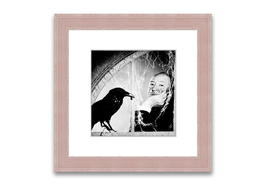 Framed print of Alfred Hitchcock's The Birds, showcasing intricate details and available in various frame colors.