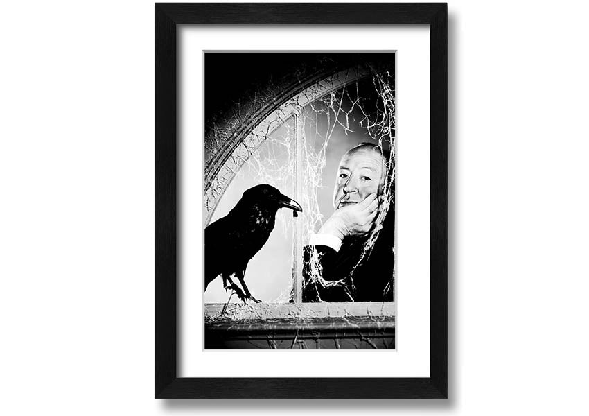 Framed print of Alfred Hitchcock's The Birds, showcasing iconic imagery with a stylish frame.