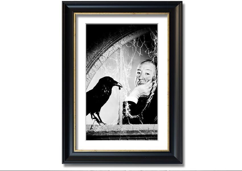 Framed print of Alfred Hitchcock's The Birds, showcasing iconic imagery with a stylish frame.