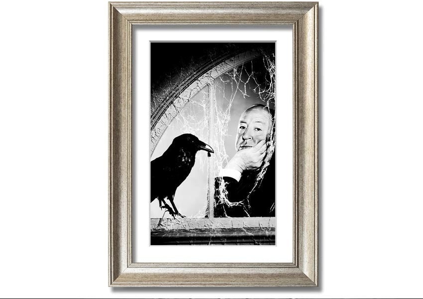 Framed print of Alfred Hitchcock's The Birds, showcasing iconic imagery with a stylish frame.