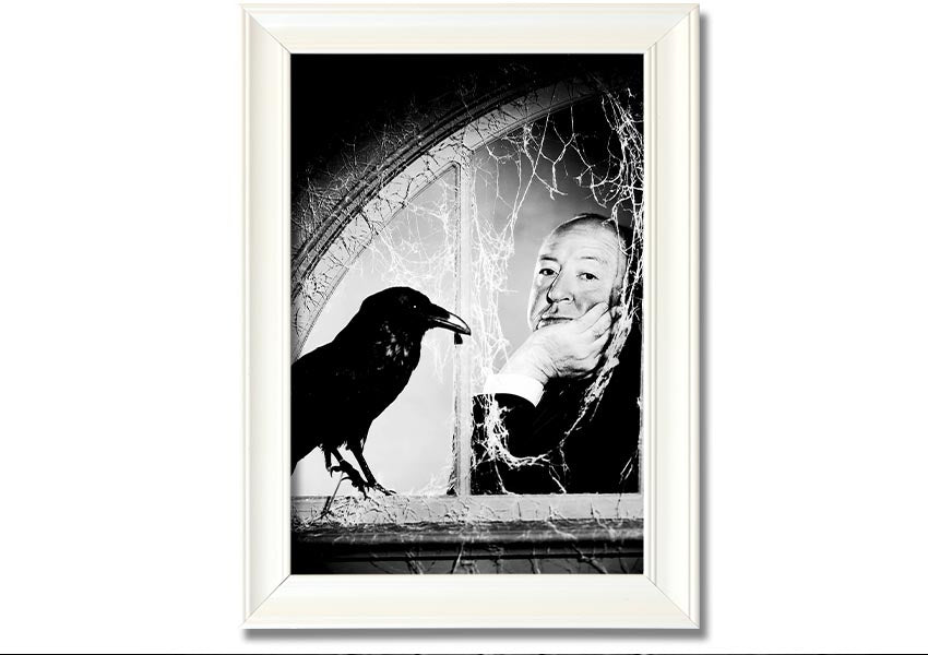 Framed print of Alfred Hitchcock's The Birds, showcasing iconic imagery with a stylish frame.