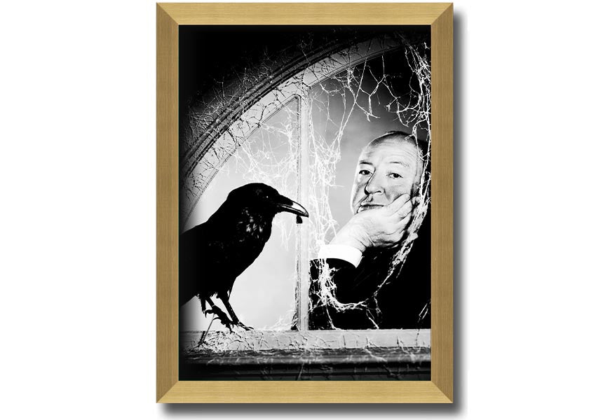 Framed print of Alfred Hitchcock's The Birds, showcasing iconic imagery with a stylish frame.