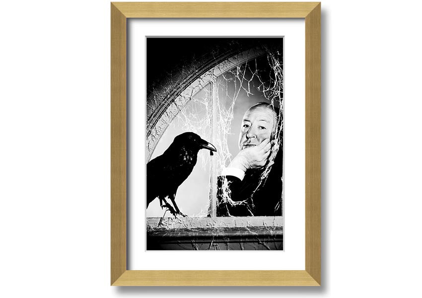 Framed print of Alfred Hitchcock's The Birds, showcasing iconic imagery with a stylish frame.