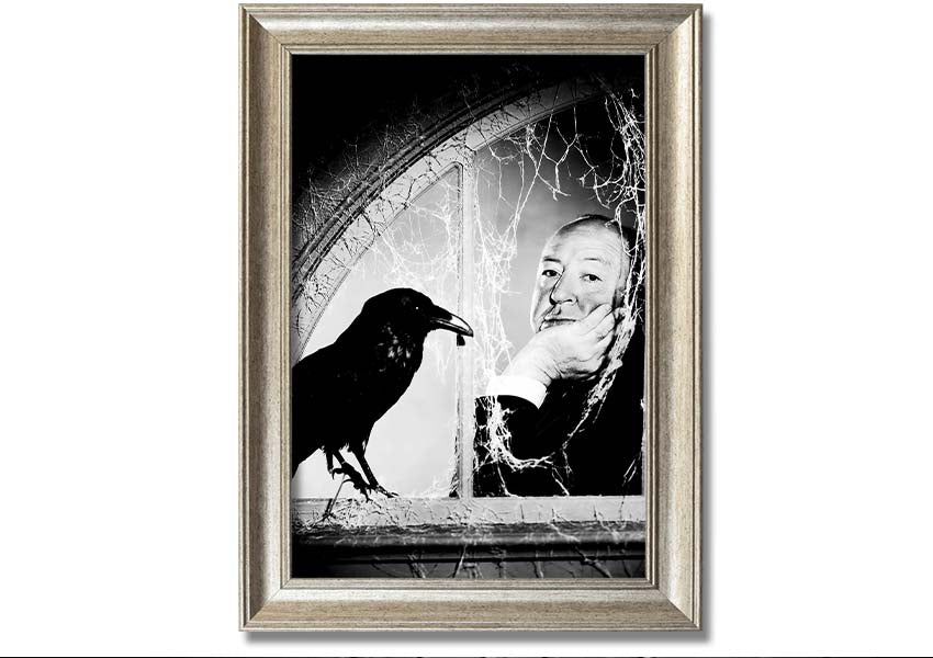 Framed print of Alfred Hitchcock's The Birds, showcasing iconic imagery with a stylish frame.