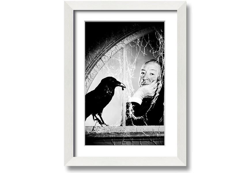 Framed print of Alfred Hitchcock's The Birds, showcasing iconic imagery with a stylish frame.