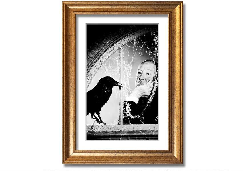 Framed print of Alfred Hitchcock's The Birds, showcasing iconic imagery with a stylish frame.