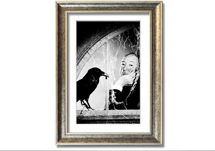 Framed print of Alfred Hitchcock's The Birds, showcasing iconic imagery with a stylish frame.