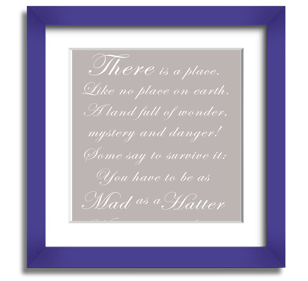 Alice In Wonderland Mad Hatter beige square framed print, showcasing whimsical design and quality craftsmanship.