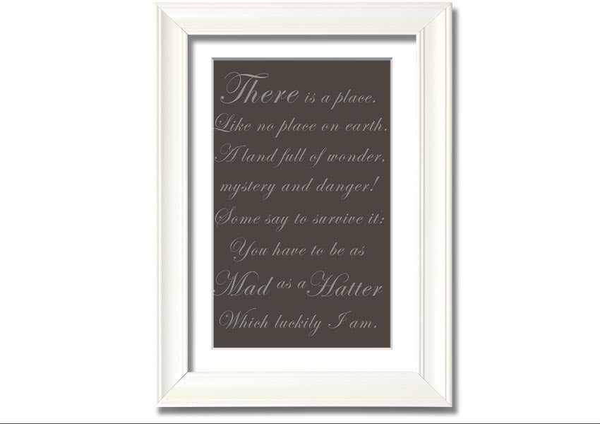 Framed print of Alice In Wonderland featuring the Mad Hatter, colorful and whimsical design.