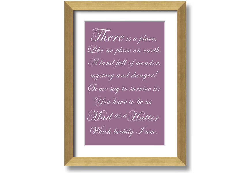 Framed print of Alice In Wonderland's Mad Hatter in dusty pink, showcasing whimsical design and quality craftsmanship.