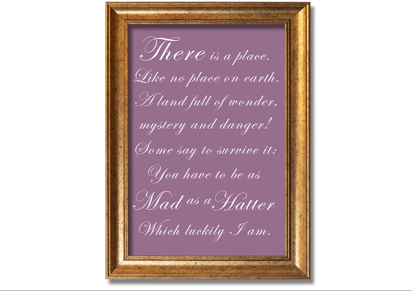 Framed print of Alice In Wonderland's Mad Hatter in dusty pink, showcasing whimsical design and quality craftsmanship.