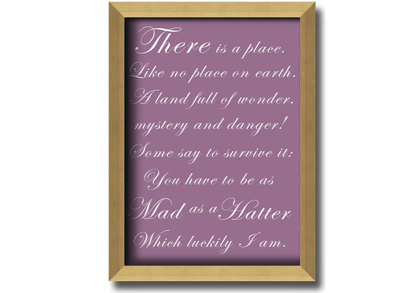 Framed print of Alice In Wonderland's Mad Hatter in dusty pink, showcasing whimsical design and quality craftsmanship.