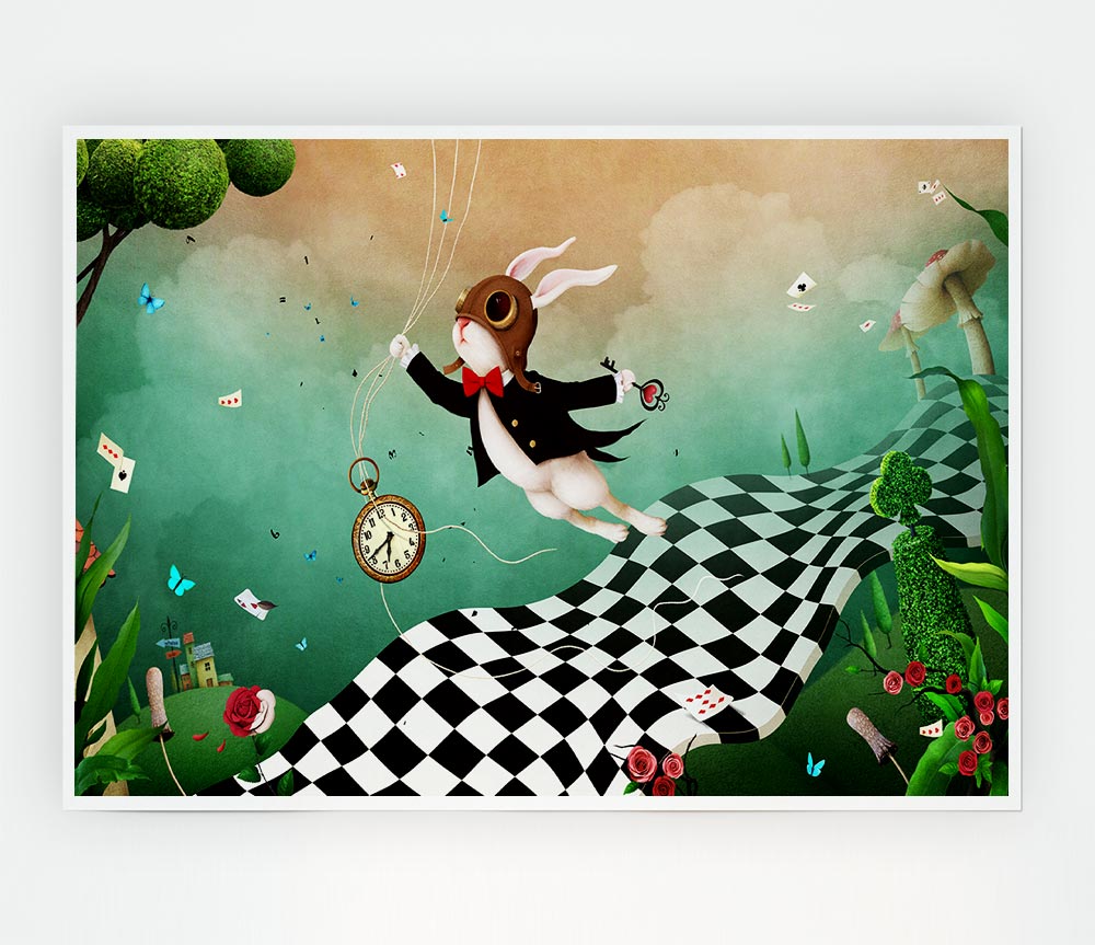 Alice In Wonderland Out Of Time poster on high-quality canvas, featuring vibrant colors and intricate details, ready for display.