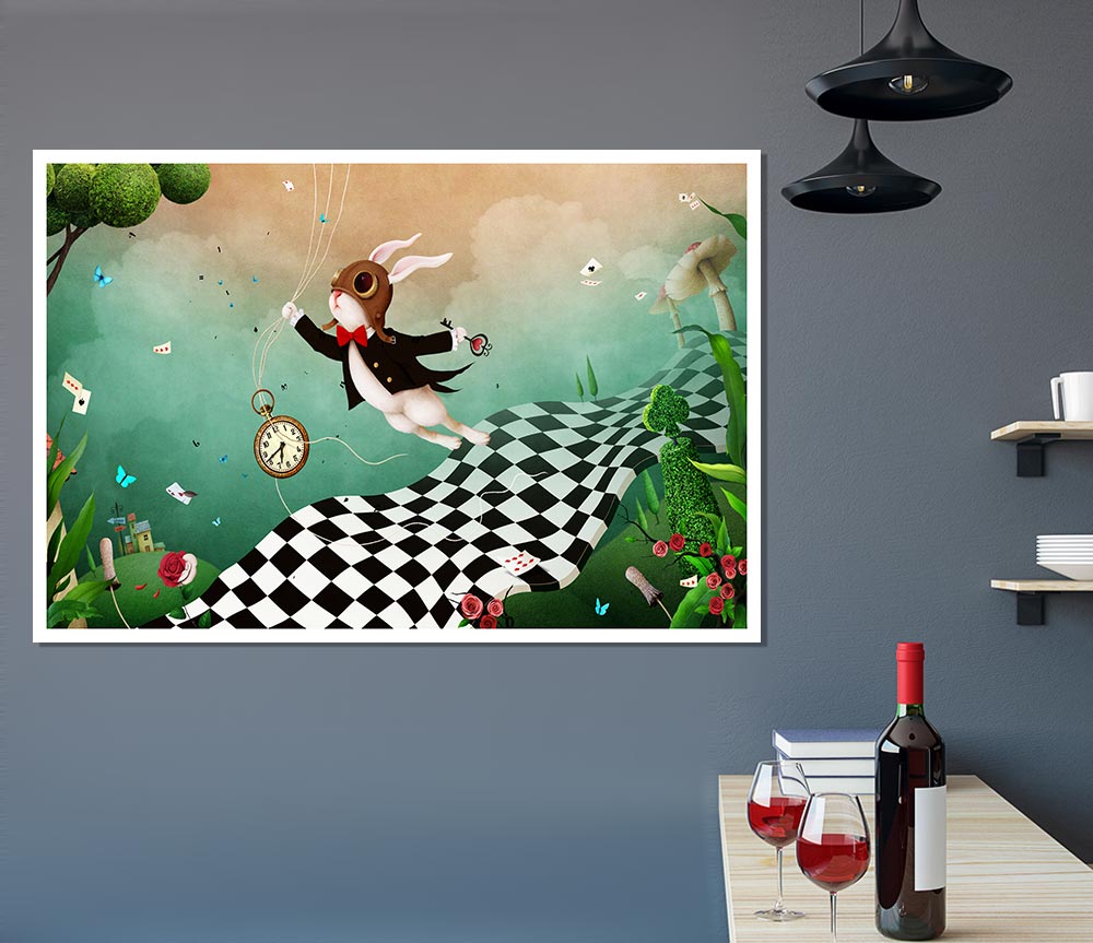 Alice In Wonderland Out Of Time poster on high-quality canvas, featuring vibrant colors and intricate details, ready for display.