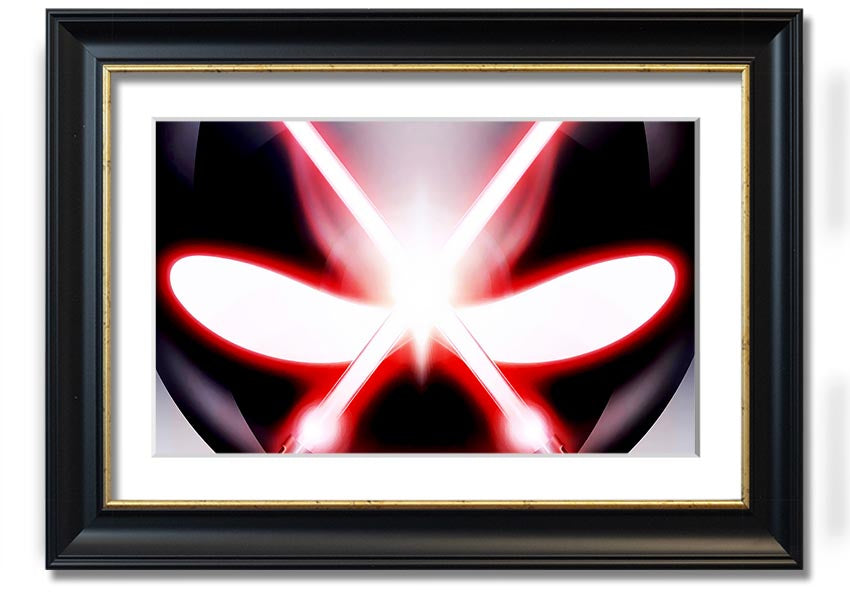 A beautifully framed print of Alien Eyes artwork, showcasing vibrant colors and intricate details, ready to hang on a wall.