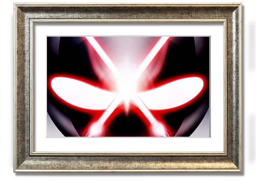 A beautifully framed print of Alien Eyes artwork, showcasing vibrant colors and intricate details, ready to hang on a wall.